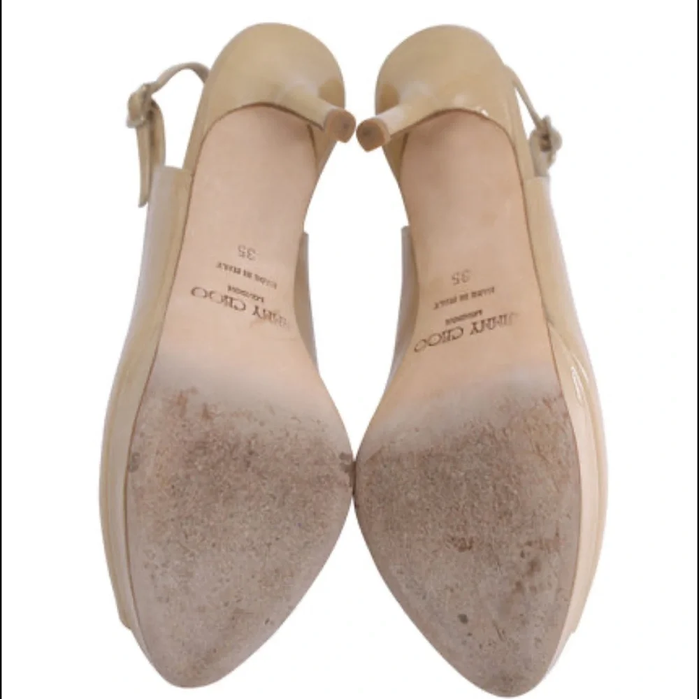 Jimmy Choo Nude Patent Leather Slingback Pumps/Heels/Sandals EUC! - Picture 5 of 6
